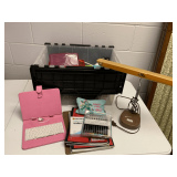 CRATE FULL OF MISC OFFICE SUPPLIES (CRATE INCLUDED)