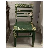 VINTAGE HAND PAINTED WOODEN CHAIR 32" TALL X 16" DEEP X 17" WIDE