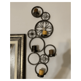 METAL ABSTRACT CANDLEHOLDER WALL ART 24" LONG X 9" WIDE
