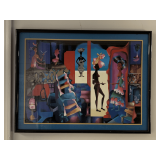VINTAGE CUNDO BERMUDEZ KUBA FRAMED/MATTED MODERN ART PRINT 34X24
