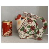 BLUE SKY CLAYWORKS HAND PAINTED FOLK ART CERAMIC FISH PITCHER 7 1/2" TALL X 9" LONG