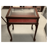 DARK WOOD CURIO/DISPLAY TABLE 22 1/2" WIDE X 17 1/2" DEEP X 24" TALL