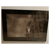 FRAMED GRAY WOLF PHOTO 23 1/2" X 24"