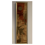 VINTAGE FRAMED LEAF DECOUPAGE 9 1/2" WIDE X 35" LONG