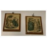PAIR FRENCH FASHION "LA MODE" ADVERTISING PICTURE ON BOARD 9X12
