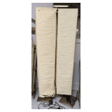 PAIR IKEA ORGEL VRETEN FLOOR LAMPS W/ RICE PAPER SHADES (ONE SHADE DAMAGED) 58" TALL X 10" SQUARE