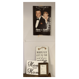 LOT TO INCLUDE VINTAGE LOBBY POSTER "AN EVENING WITH STEVE LAWRENCE & EYDIE GORME" & 3 OTHER WALL HANGINGS (SEE PICS)