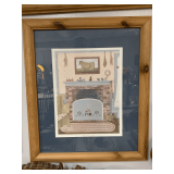 LARGE FOLK ART PRINT "WHEN FRIENDS MEET" BY PAT PEARSON IN NICE PINE FRAME 27 X 23