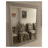 PAINTED SILVER WOOD FRAMED WALL MIRROR 28 1/2" X 31 1/2"