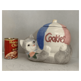 VINTAGE CAT & BEACH BALL COOKIE JAR 11" LONG X 9 1/4" TALL