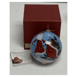 NEW PIER 1 HAND PAINTED "LI BIEN" CHRISTMAS ORNAMENT IN BOX 4" ROUND