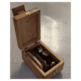 VINTAGE WOOD SHOE SHINE KIT W/ CONTENTS