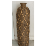 TALL RATTAN & BAMBOO DECORATIVE VASE (BOTTOM OPEN - COULD LIGHT UP) 37" TALL X 10" WIDE