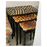 BLACK FAUX BAMBOO SAFARI STYLE 3 PIECE NESTING TABLE SET (17 1/4" X 12 1/2" X 21 1/2" TALL, 11 3/4" X 10 3/4" X 20" TALL, 22 1/2" X 15" X 23" TALL)