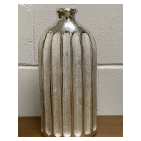 SILVER ALUMINUM COLOR ART DECO STYLE VASE 14" TALL X 6 1/2"