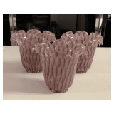 SET OF 3 SHADES OF PURPLE ART GLASSES FOR GLOBE COVERS 5" TALL - BASE IS 2"