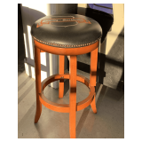 VERY NICE HARLEY DAVIDSON 17" ROUND SWIVEL BAR STOOL W/ NAIL HEAD TRIM 30" TALL