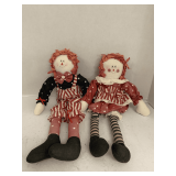 PAIR OF VINTAGE RAGGEDY ANN & ANDY DOLLS 17" LONG