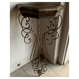 WROUGHT IRON TALL BLACK & BRONZE ORNATE WALL SHELVES 35 1/4" TALL X 9" DEEP X 17" WIDE