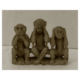 HAND CARVED SOAPSTONE 3 MONKEY - HEAR, SEE, SPEAK NO EVIL 3" LONG X 2 1/2" TALL