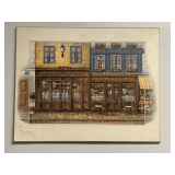 VINTAGE WALL ART ON BOARD "LONDON STREET VENDORS" 20X16