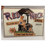 METAL REDNECK BREWING ADVERTISING SIGN 17X12