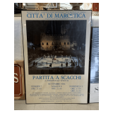 1984 ITALIAN FRAMED POSTER CITY OF MAROSTICA 27" X 39 1/2"