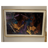 1993 JAZZ ART PRINTS "JAMMIN" BY TANA POWELL FRAMED/MATTED SIGNED BY ARTIST 32" X 24 3/4"