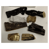 CRATE W/ COLLECTION OF VINTAGE BEADED BELTS & MORE (CRATE NOT INCLUDED)