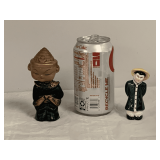 VINTAGE ASIAN MAN SHAKER 3 1/4" TALL & VINTAGE ORIENTAL BOY BOBBLE HEAD FIGURINE 5" TALL