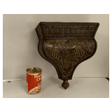 LARGE WOOD/RATAN/METAL WALL SCONCE 13" TALL X 11" WIDE X 6" DEEP