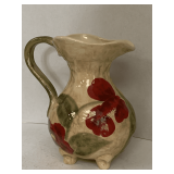 GIFTCRAFT OASIS FOOTED "POPPY" DESIGN WATER PITCHER 10" TALL X 9" WIDE