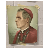 RARE AUTOGRAPH PICTURE OF BISHOP FULTON J SHEEN 10X12