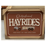 NEW ALLEN + ROTH WOOD FRAMED WALL DECOR "HAY RIDES" 18X24