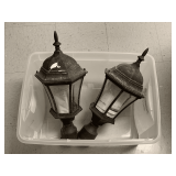 2 DARK BRONZE METAL OUTDOOR LIGHT FIXTURES 21" TALL X 10" WIDE (CRATE NOT INCLUDING)