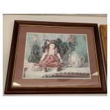 VINTAGE HOME INTERIOR "VICTORIAN DOLL TEA PARTY" PRINT 19X24