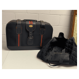 NICE BLACK/RED LEDERA SUITCASE & BLACK QUILTED DUFFLE BAG