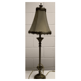 TALL BRASS TONE METAL CANDLESTICK LAMP 34" TALL