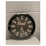 BUDWEISER ROUND BATTERY OPERATED CLOCK 11" ROUND