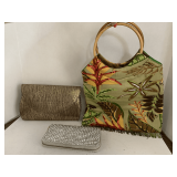 NEW GOLD/BLACK EVENING PURSE, NEW RHINESTONE CLUTCH & HANDMADE SILK BEADED BOHO BAG