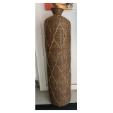 TALL RATTAN & BAMBOO DECORATIVE VASE (BOTTOM OPEN - COULD LIGHT UP) 50" TALL X 12" WIDE
