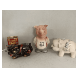 3 VINTAGE CERAMIC PIGGY BANKS