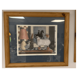 LARGE FOLK ART PRINT "KEEPSAKES" BY PAT PEARSON IN NICE PINE FRAME 27 X 23