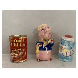 2 VINTAGE CERAMIC PIGGY BANKS