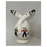 VINTAGE PENNSYLVANIA DUTCH AMISH FRED ROBERTS CO TWISTED OIL/VINEGAR CRUET 7" TALL X 5 1/2" WIDE