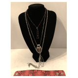 JEWELRY LOT TO INCLUDE 3 FASHION NECKLACES & STRAP SNAP BRACELET