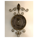 METAL/SUROCO PINEAPPLE WALL CLOCK 23" LONG X 14" WIDE