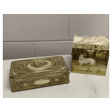 VINTAGE FANCY ROSE & GRAPEVINE PLASTIC JEWELRY BOX 9" LONG X 5 1/2" WIDE X 2 1/2" TALL & UNICORN MUSICAL JEWELRY BOX