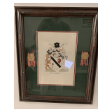 VINTAGE FRAMED/MATTED COAT OF ARMS OF LORD DENNISTOUN 20X24