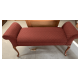 VINTAGE CHIPPENDALE STYLE UPHOLSTERED BENCH 49" LONG X 23" TALL X 22" WIDE
